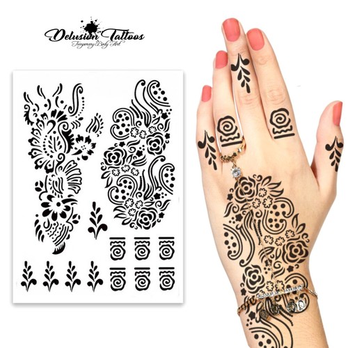 Black henna temporary tattoo - black,