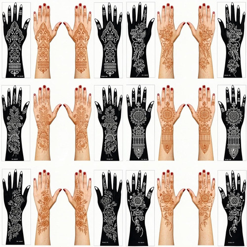 Henna tattoo stencil kit - stencil, kit,12